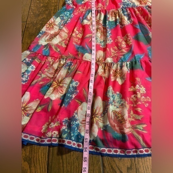 Giddy Up Glamor Pink Floral Flowey Dress. Medium-Long. - Picture 6 of 15